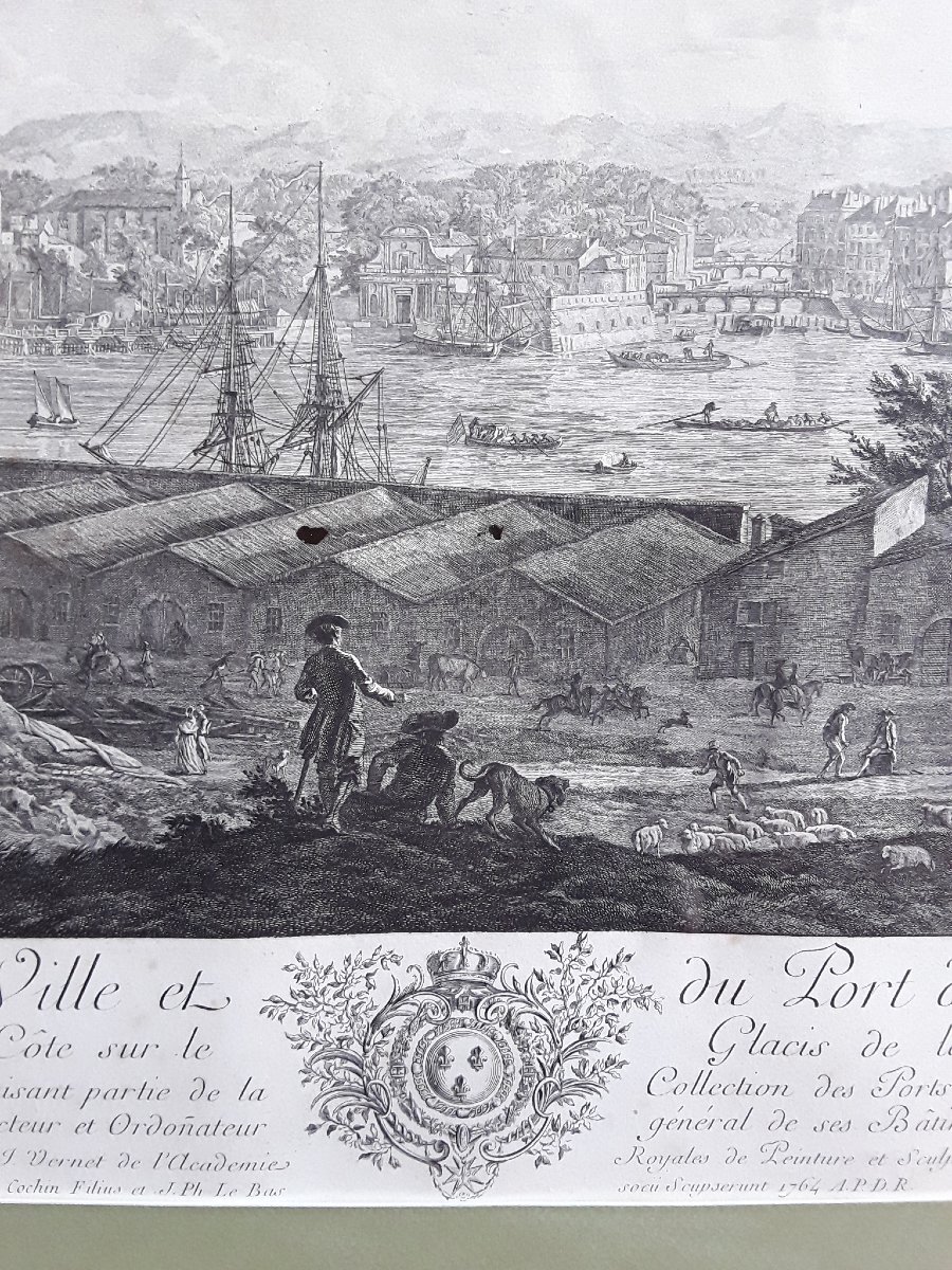 Vue de Bayonne. Gravée par Cochin et Le Bas . D'après Joseph Vernet. -photo-6