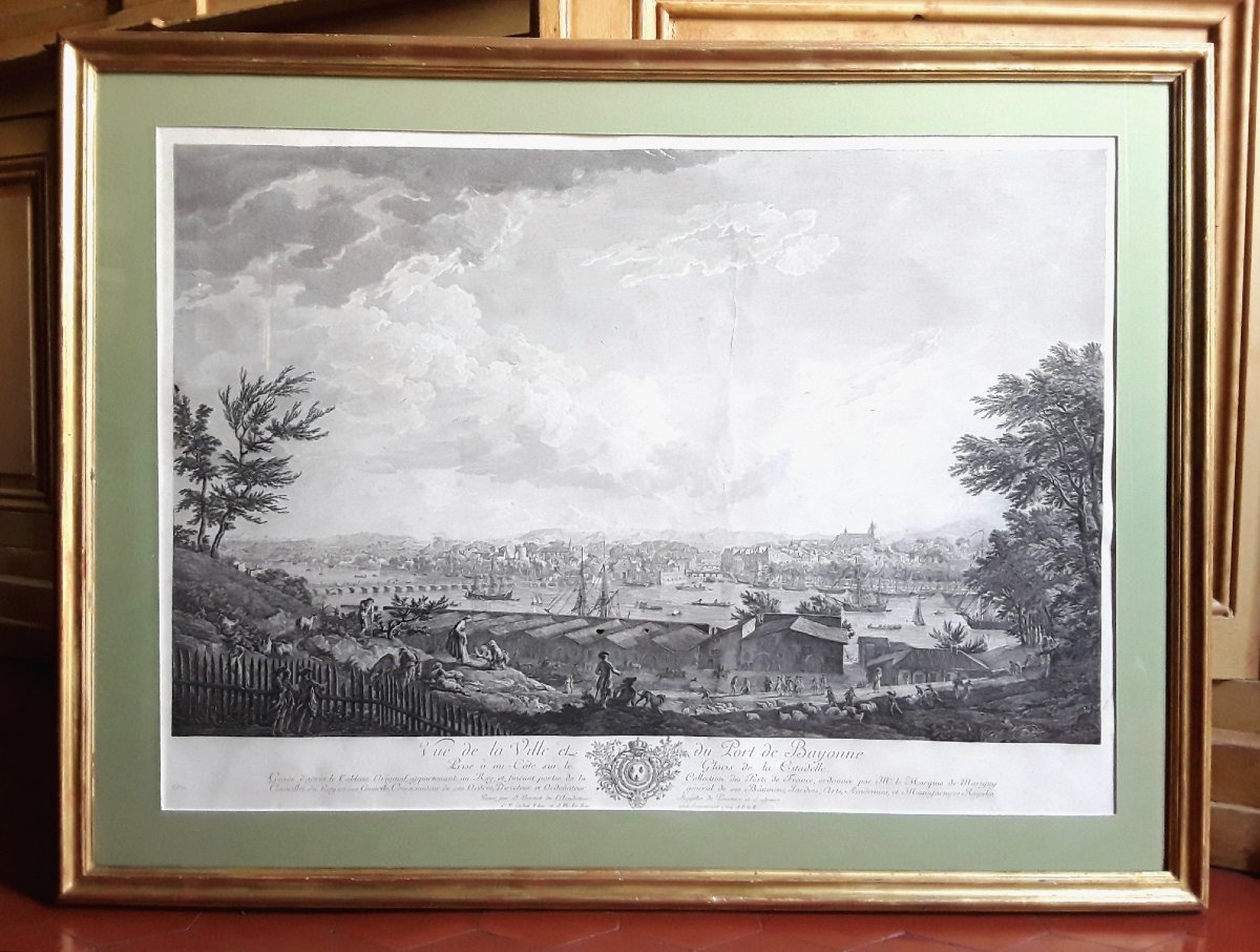Vue de Bayonne. Gravée par Cochin et Le Bas . D'après Joseph Vernet. 