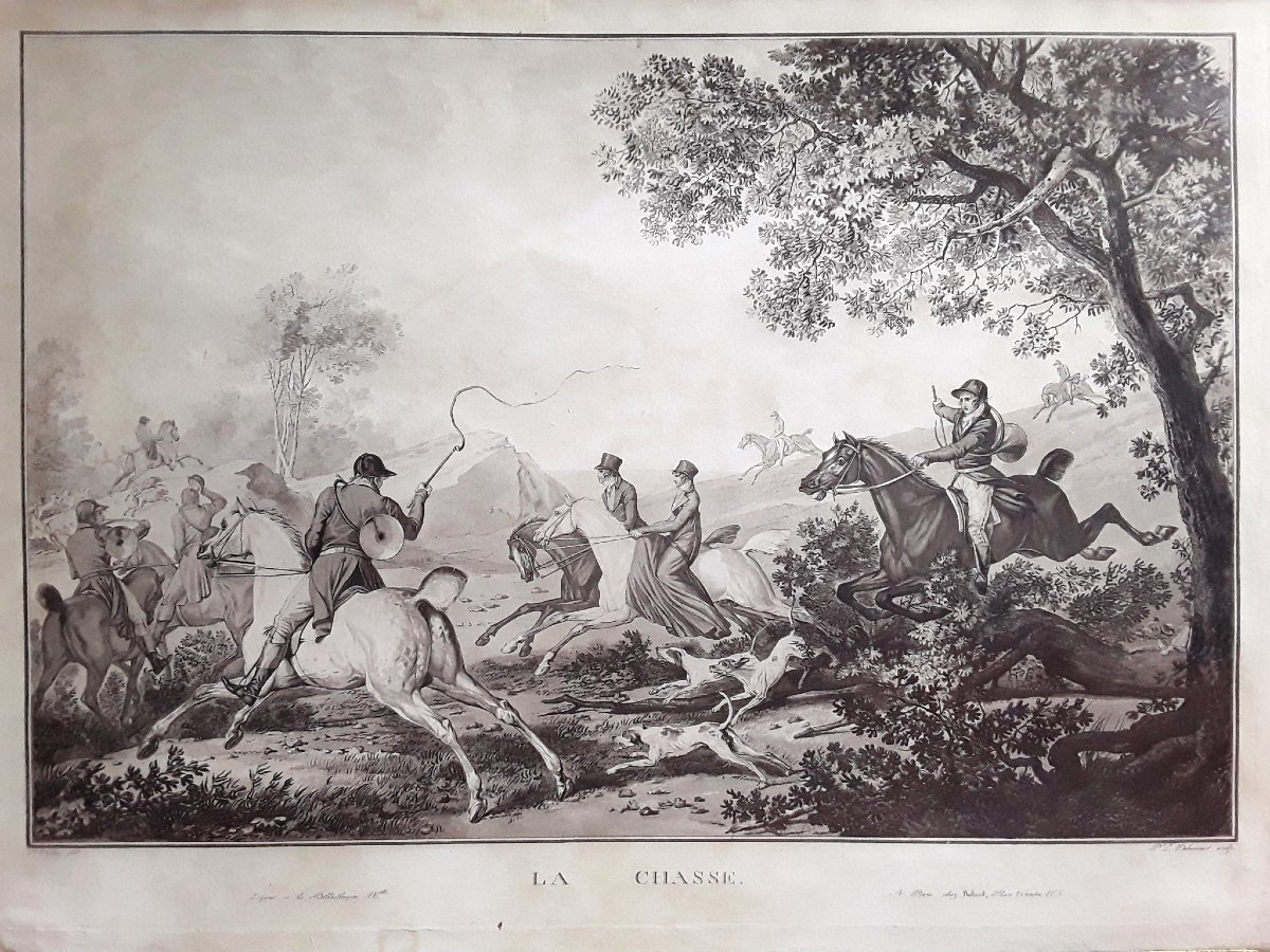Importante chasse à courre. Carle Vernet - Debucourt. -photo-4