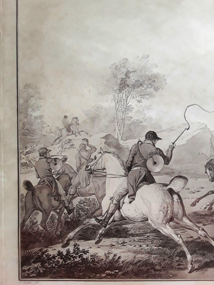 Importante chasse à courre. Carle Vernet - Debucourt. -photo-1