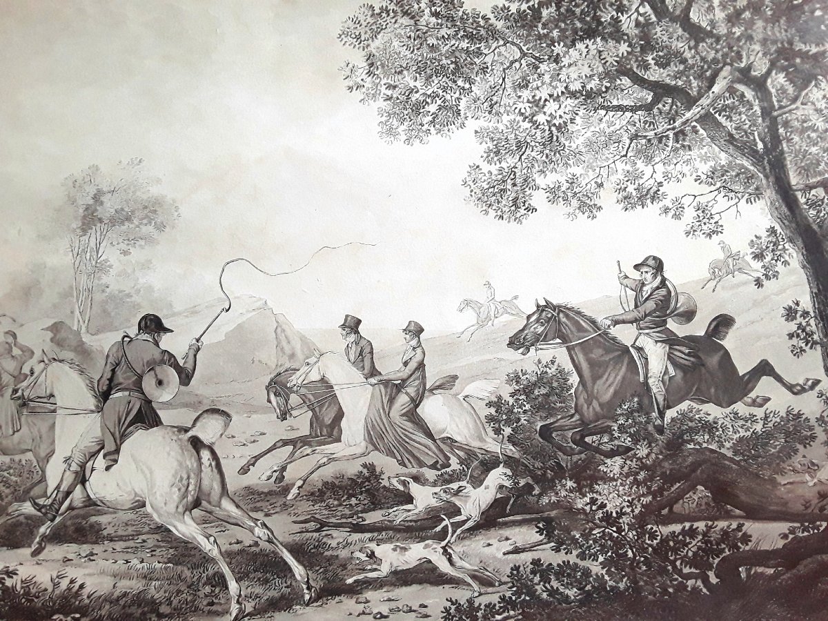 Importante chasse à courre. Carle Vernet - Debucourt. 