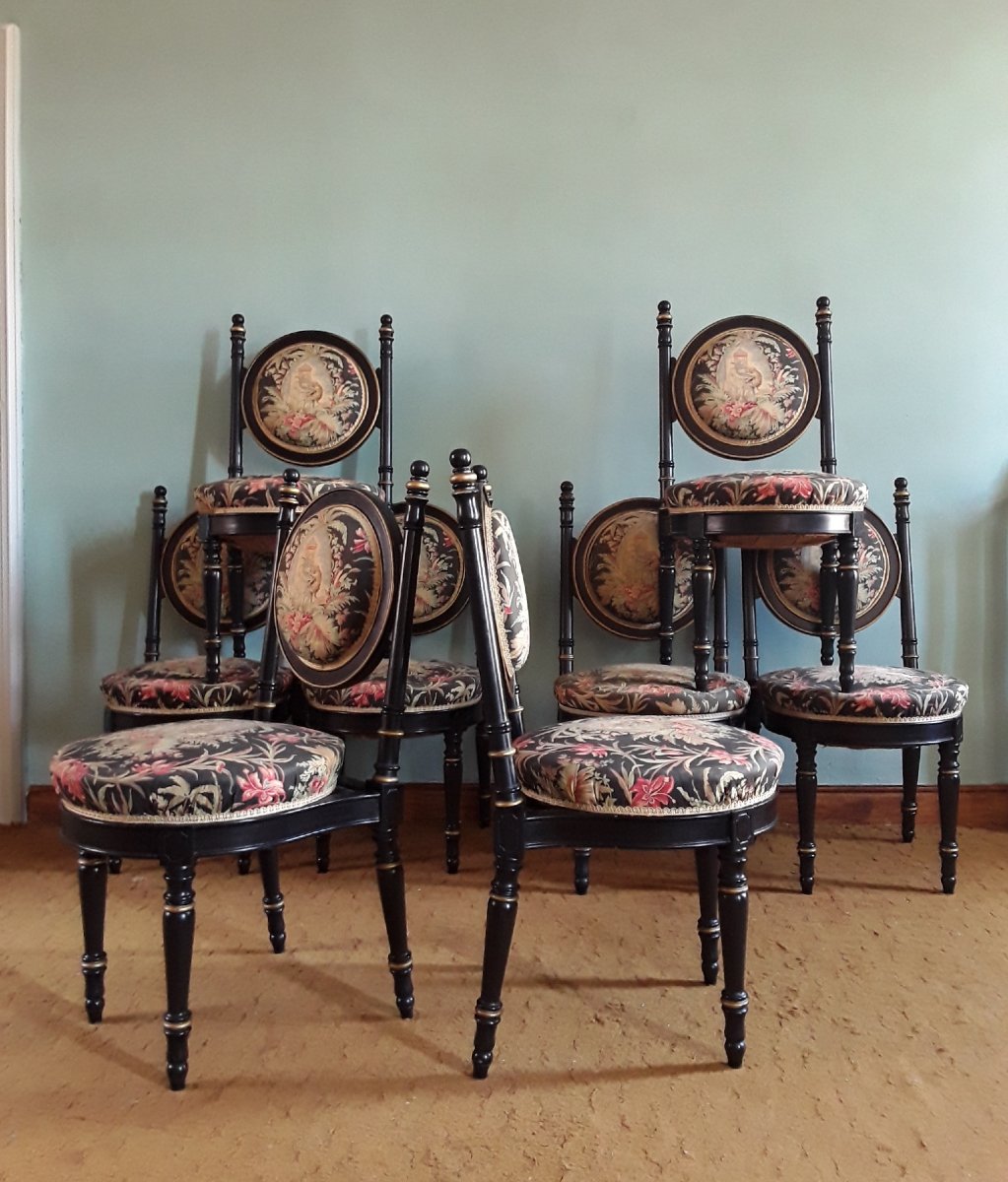 Suite de huit chaises des années 50.-photo-2