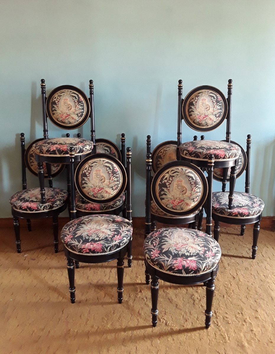 Suite de huit chaises des années 50.-photo-2