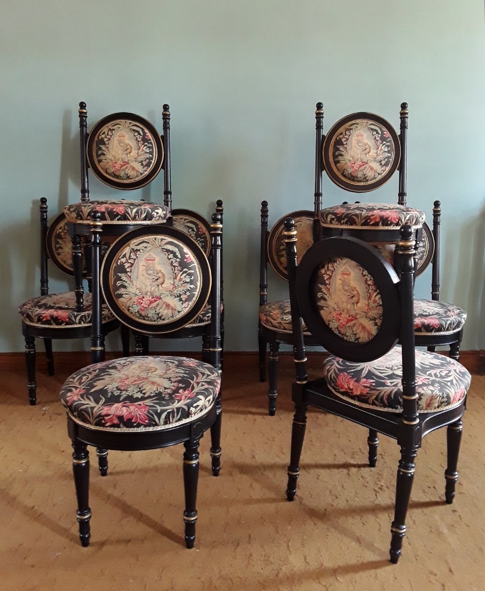 Suite de huit chaises des années 50.-photo-8