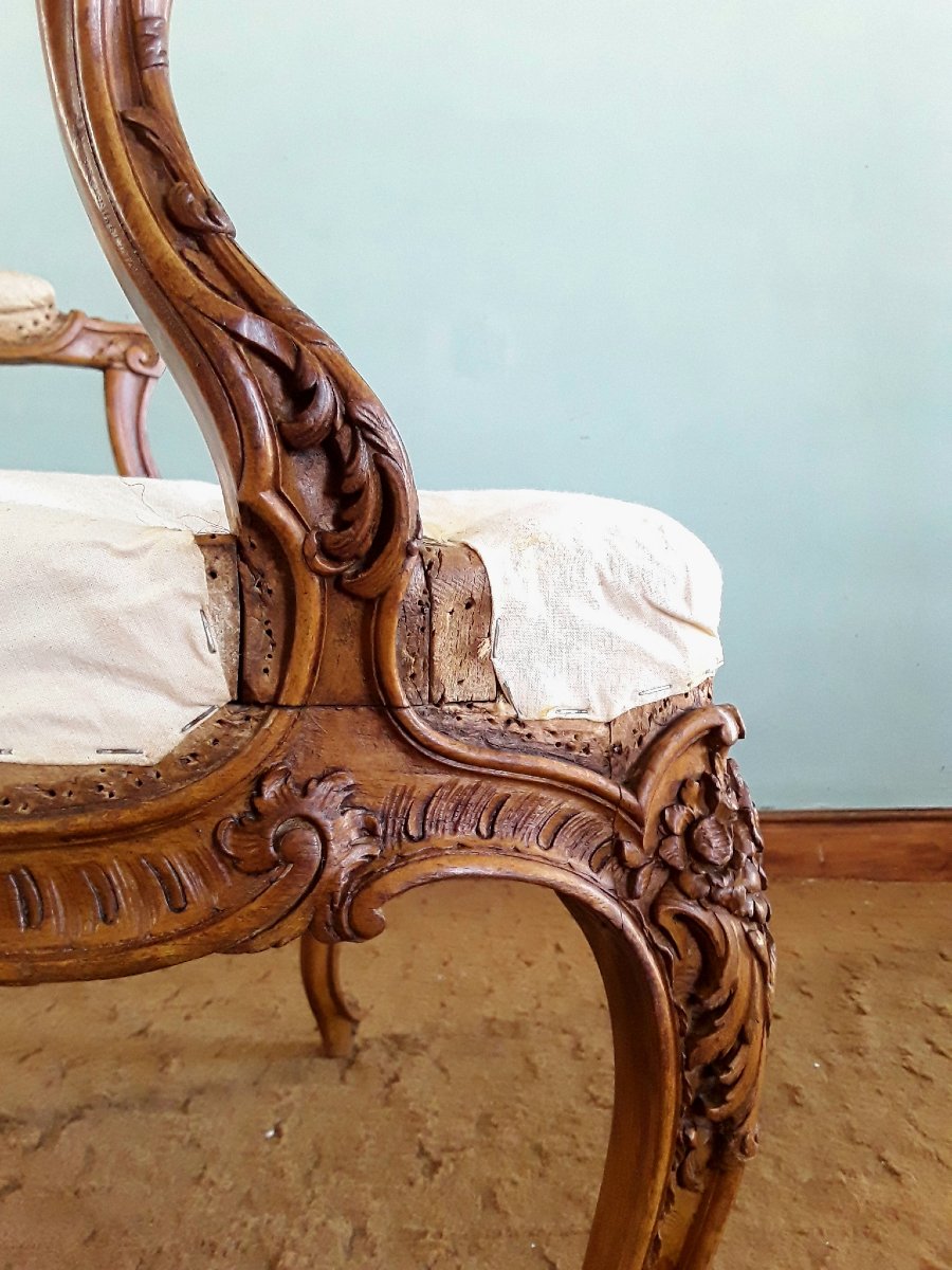 Importante paire de fauteuils à dossier à la reine. -photo-1