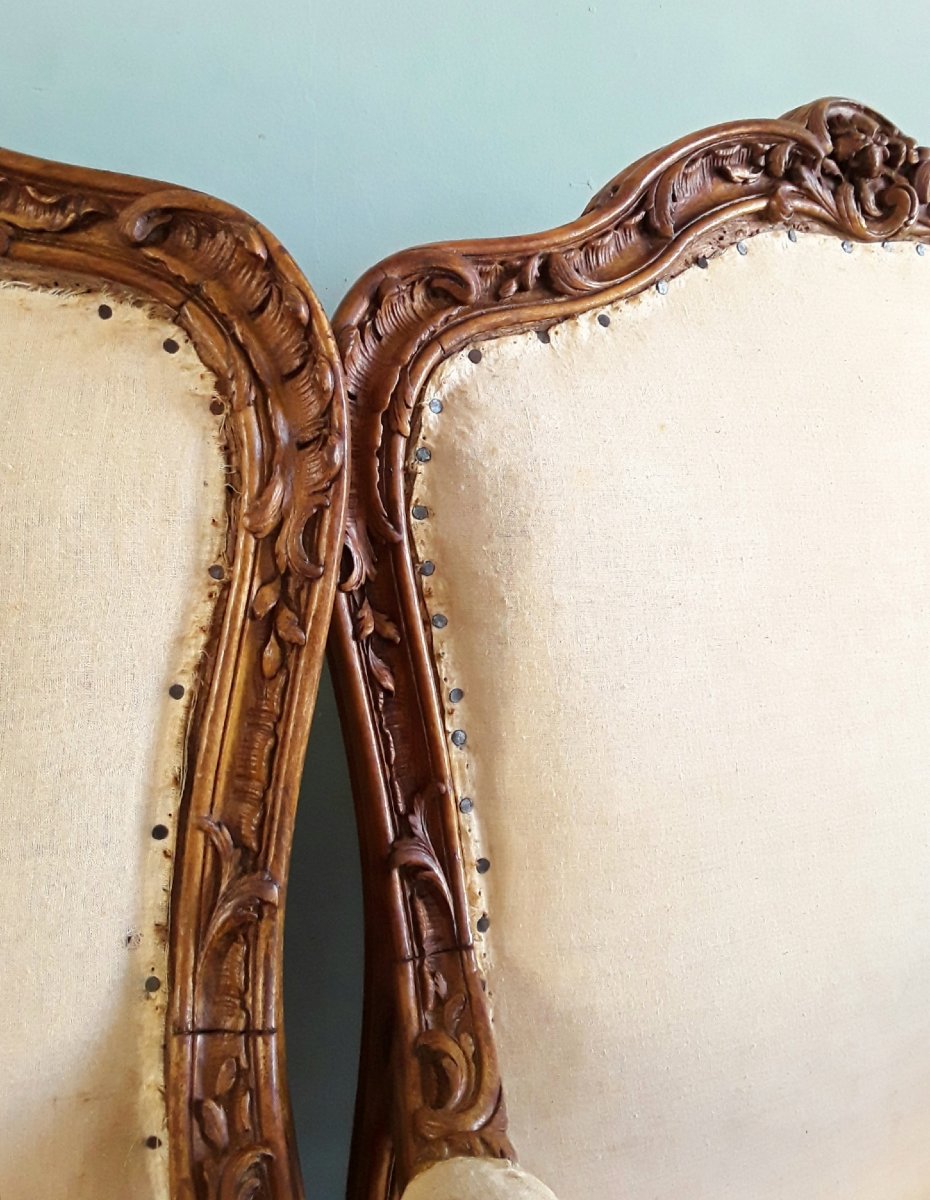 Importante paire de fauteuils à dossier à la reine. -photo-5