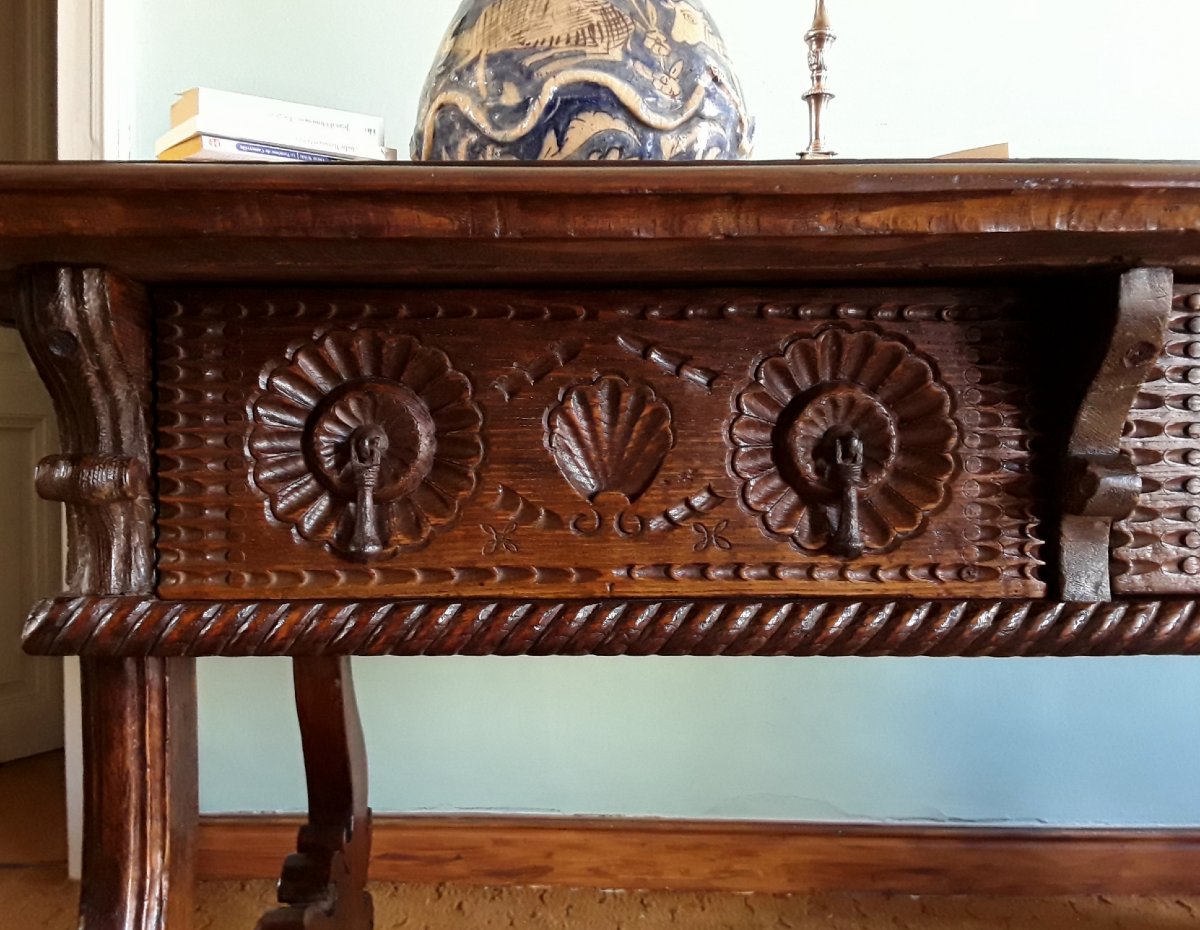 Grande table de bibliothèque. Espagne époque XVIII ème siècle.-photo-2
