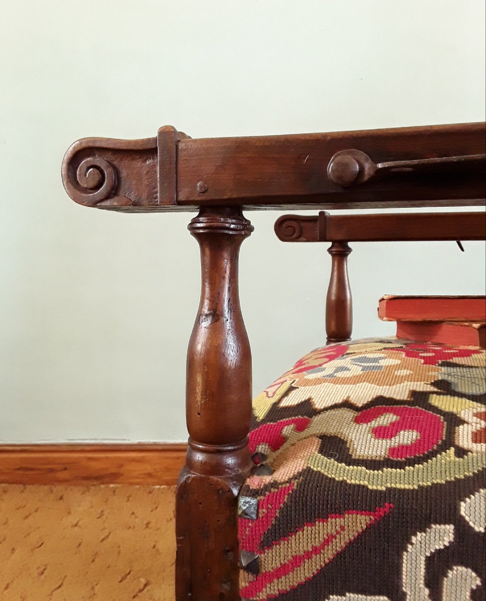 Important fauteuil à crémaillère d'époque Louis XIII.-photo-2