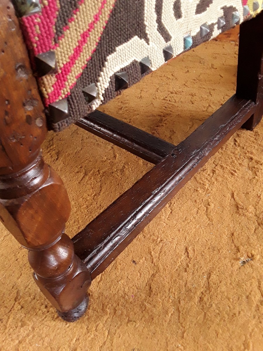 Important fauteuil à crémaillère d'époque Louis XIII.-photo-4