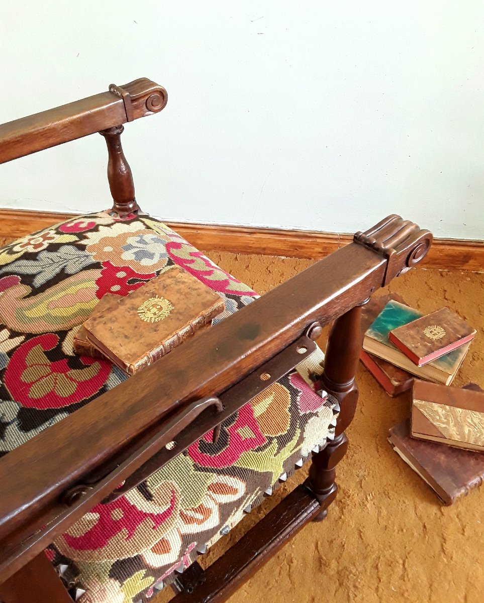 Important fauteuil à crémaillère d'époque Louis XIII.-photo-6