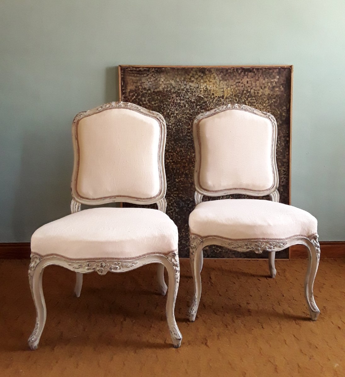 Large paire de chaises d'époque Louis XV. -photo-2