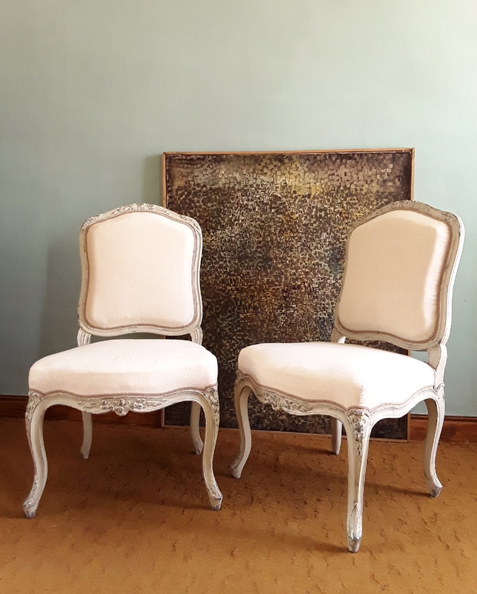 Large paire de chaises d'époque Louis XV. -photo-3