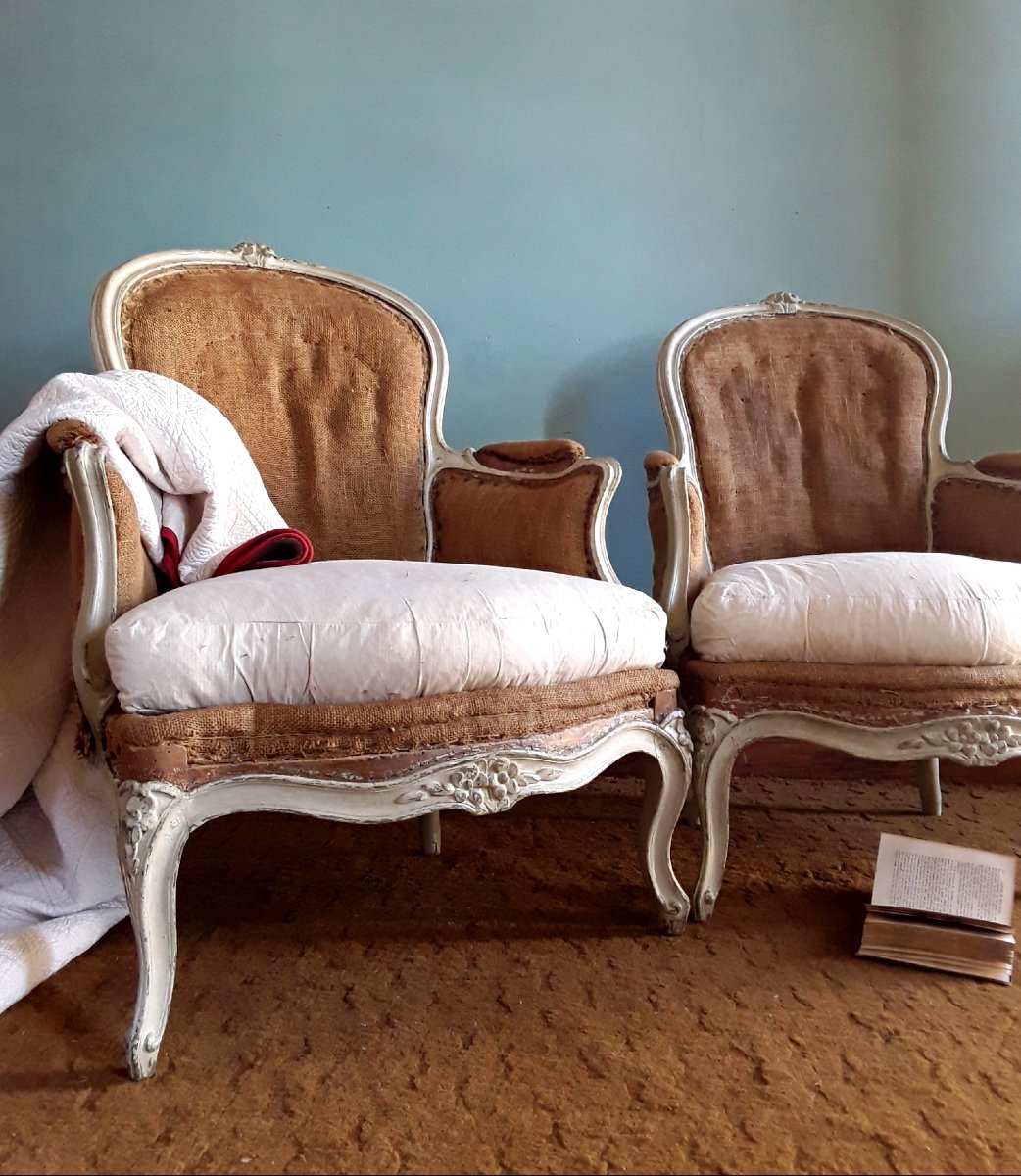 Paire de bergères d'époque Louis XV. -photo-3