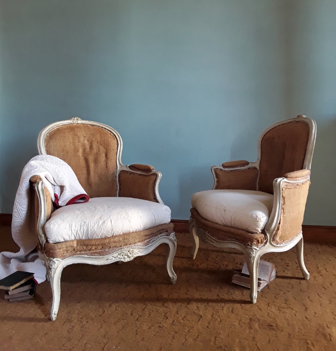 Paire de bergères d'époque Louis XV. -photo-2