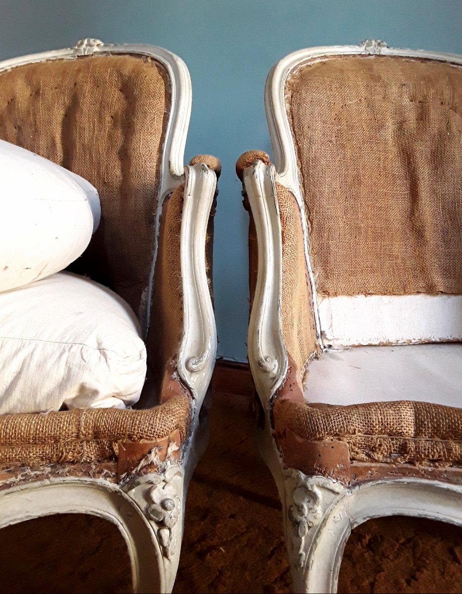 Paire de bergères d'époque Louis XV. -photo-4
