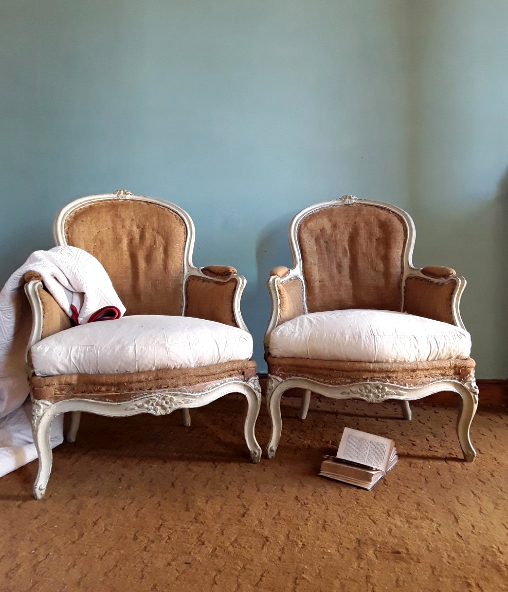 Paire de bergères d'époque Louis XV. 
