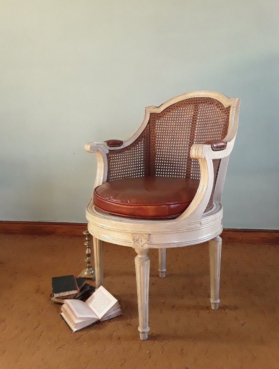 Important fauteuil de bureau à assise tournante.-photo-3
