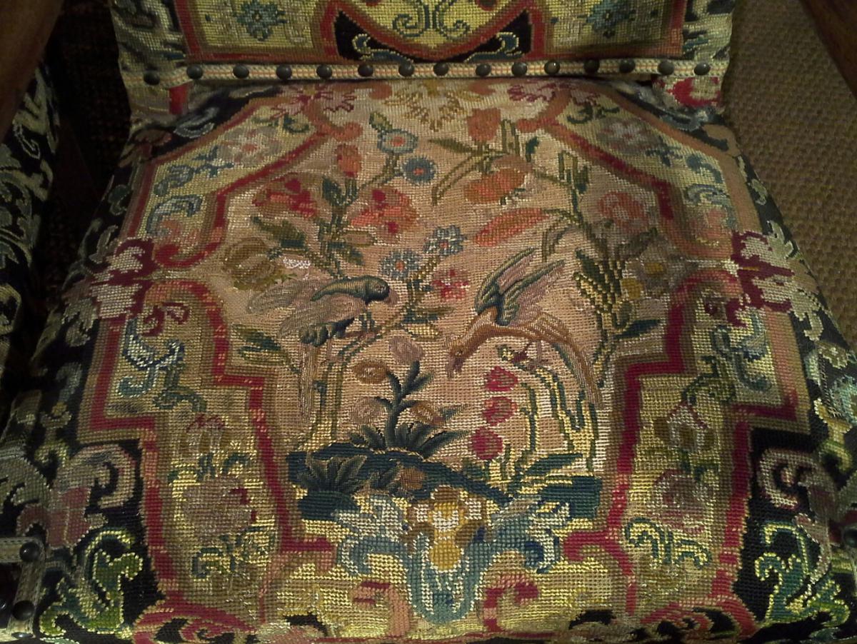 Paire De Fauteuils à Tapisserie d'époque Louis XIV-photo-3