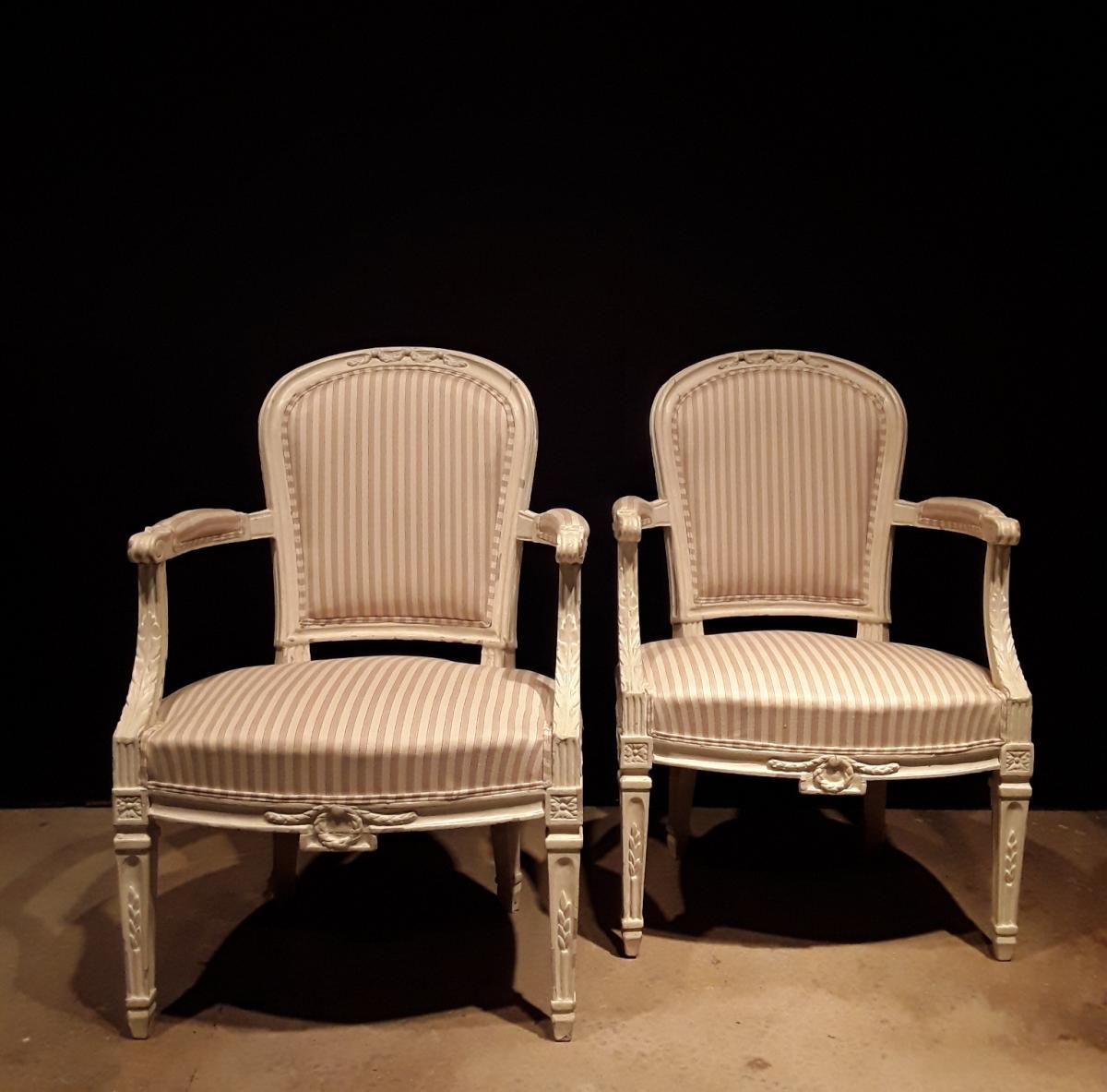 Pair Of Armchairs Louis XVI Attributed To Pillot.-photo-6
