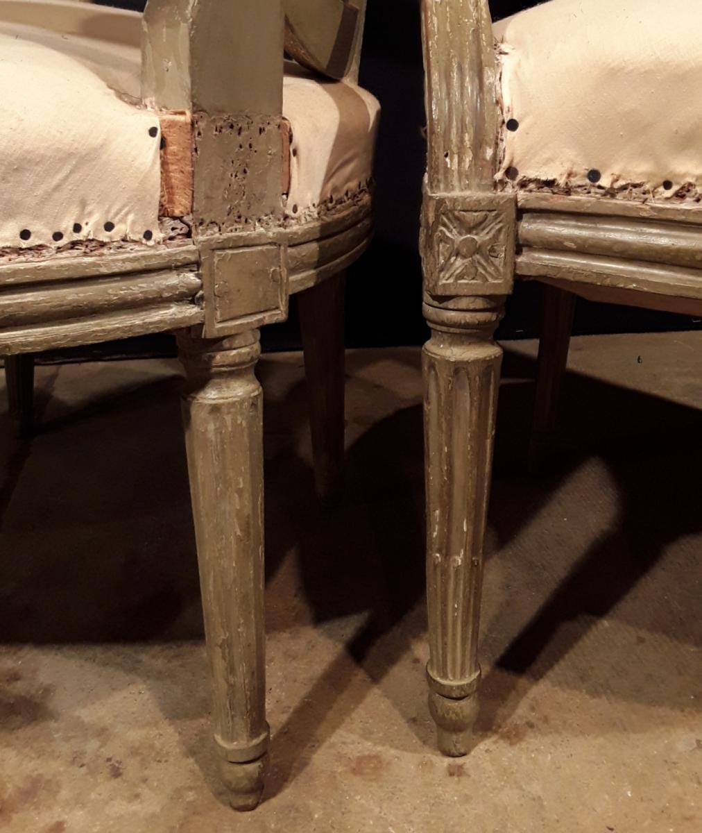 Pair Of Armchairs Lacquered Louis XVI.-photo-7