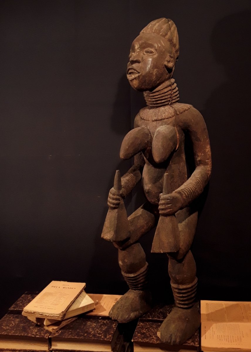 Two Great Statues. King And Princess Bangwa. Cameroon (130 Cm)-photo-4