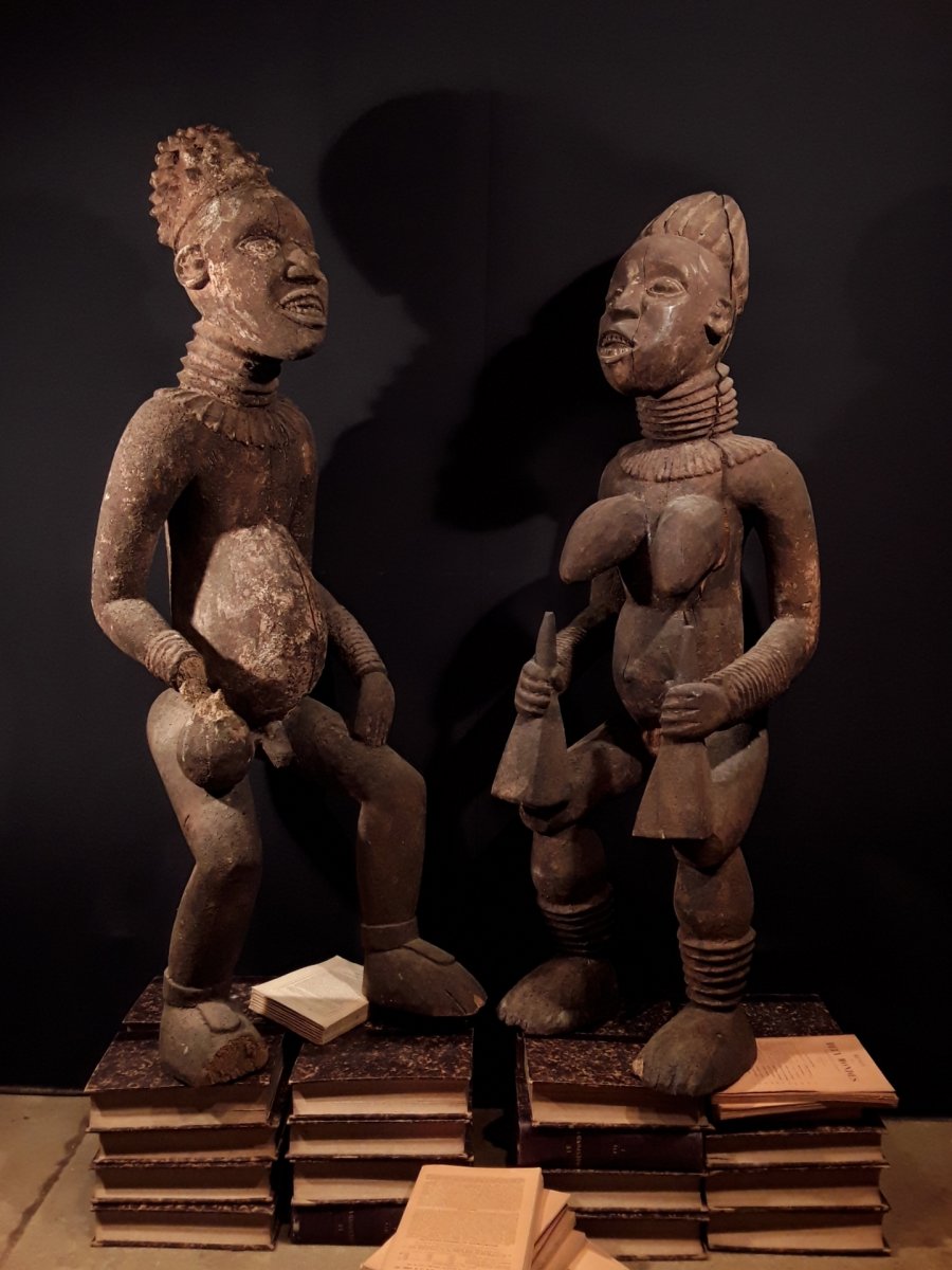Two Great Statues. King And Princess Bangwa. Cameroon (130 Cm)