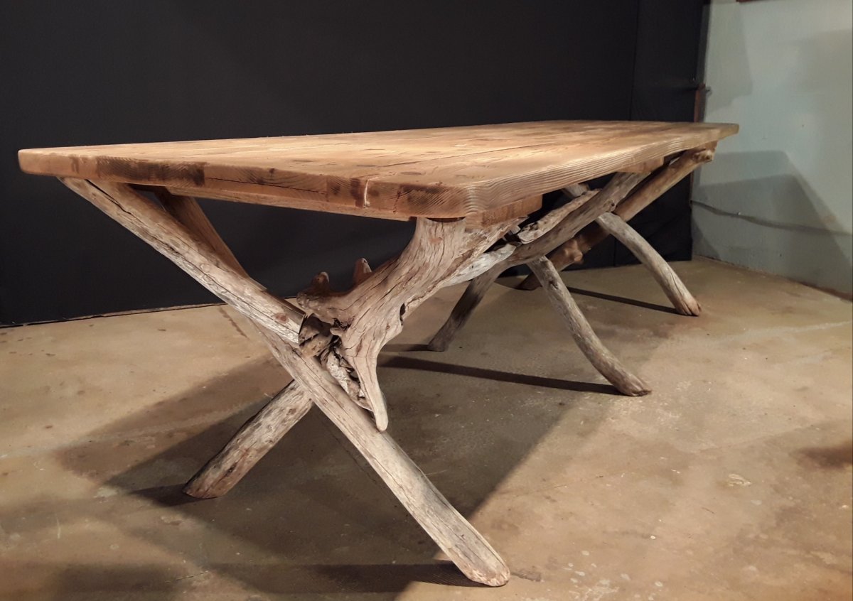 Grande Table De Salle à Manger En Bois Flotté. -photo-3
