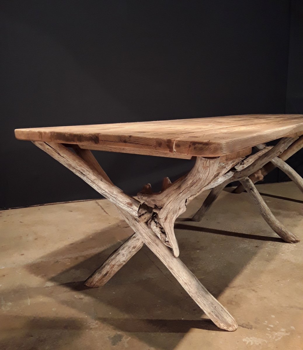 Grande Table De Salle à Manger En Bois Flotté. -photo-4