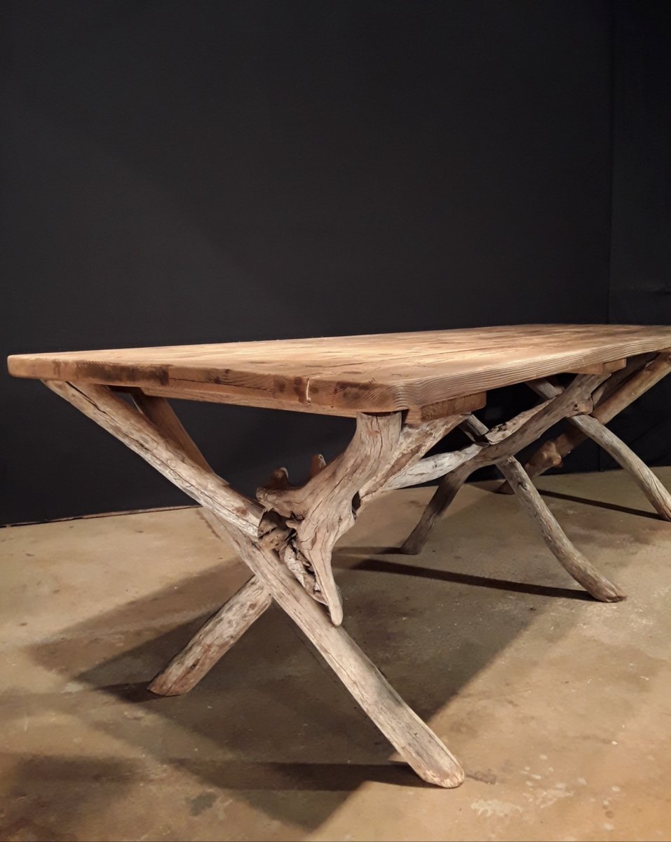 Grande Table De Salle à Manger En Bois Flotté. -photo-1