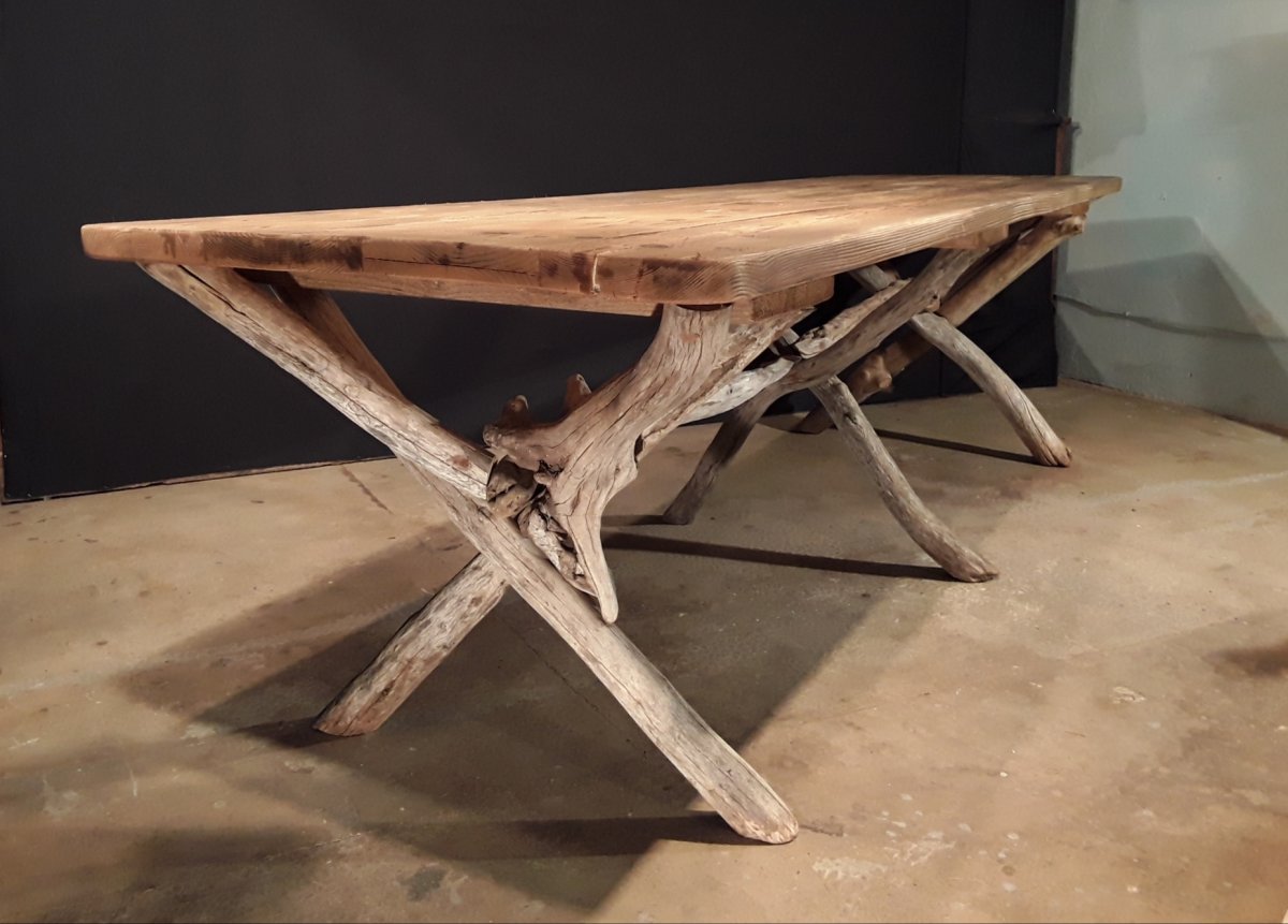 Grande Table De Salle à Manger En Bois Flotté. -photo-2
