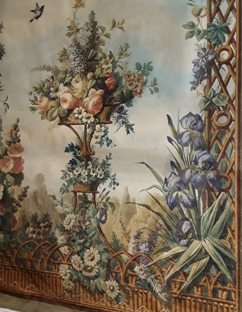 Large Painted Canvas XIXth Century.-photo-4