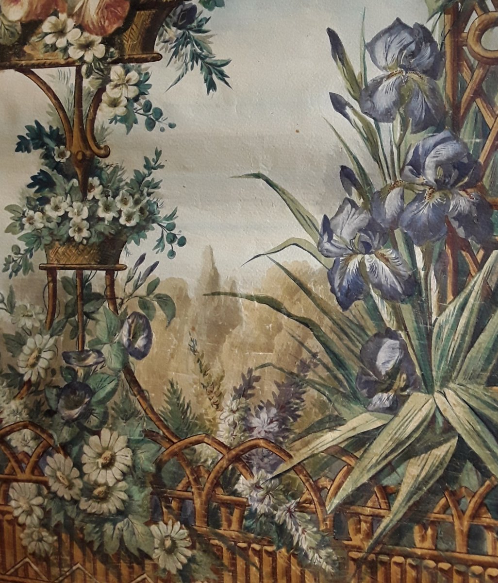 Large Painted Canvas XIXth Century.-photo-3