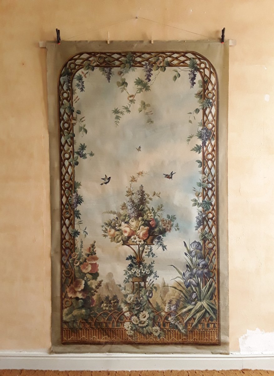 Large Painted Canvas XIXth Century.-photo-4