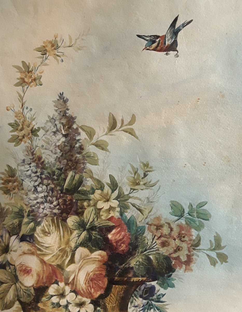 Large Painted Canvas XIXth Century.-photo-7
