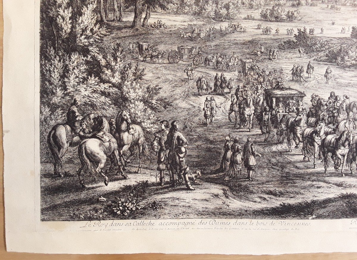 Le Roi à Vincennes. Grande gravure vers 1670.-photo-1