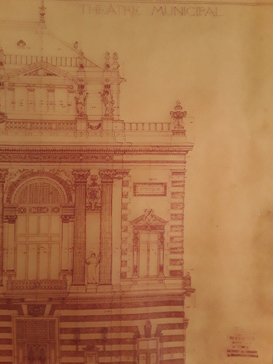 Calque " Façade du théâtre de Montpellier " par l'architecte Cassien Bernard. -photo-3