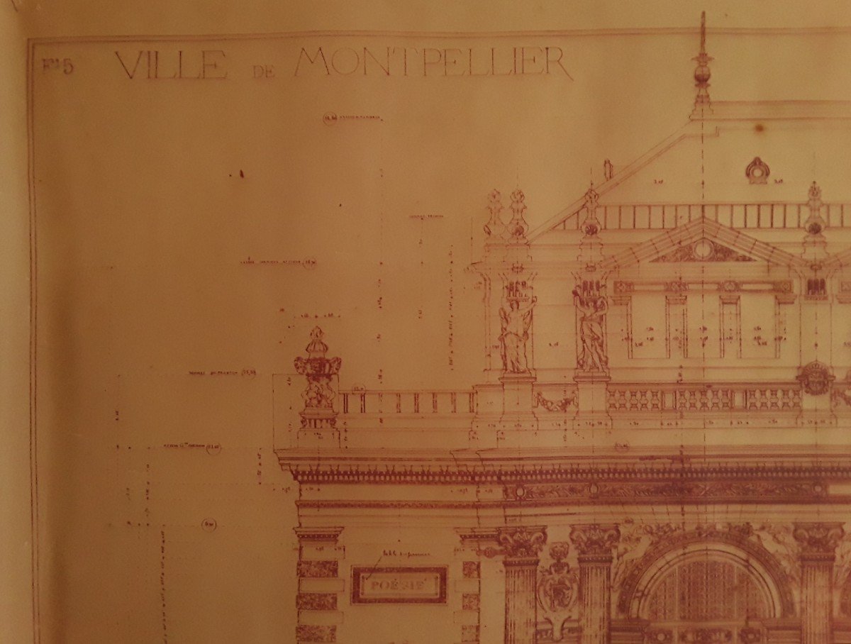 Calque " Façade du théâtre de Montpellier " par l'architecte Cassien Bernard. -photo-4