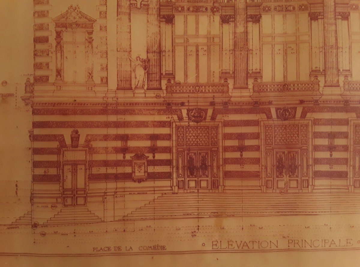 Calque " Façade du théâtre de Montpellier " par l'architecte Cassien Bernard. -photo-5
