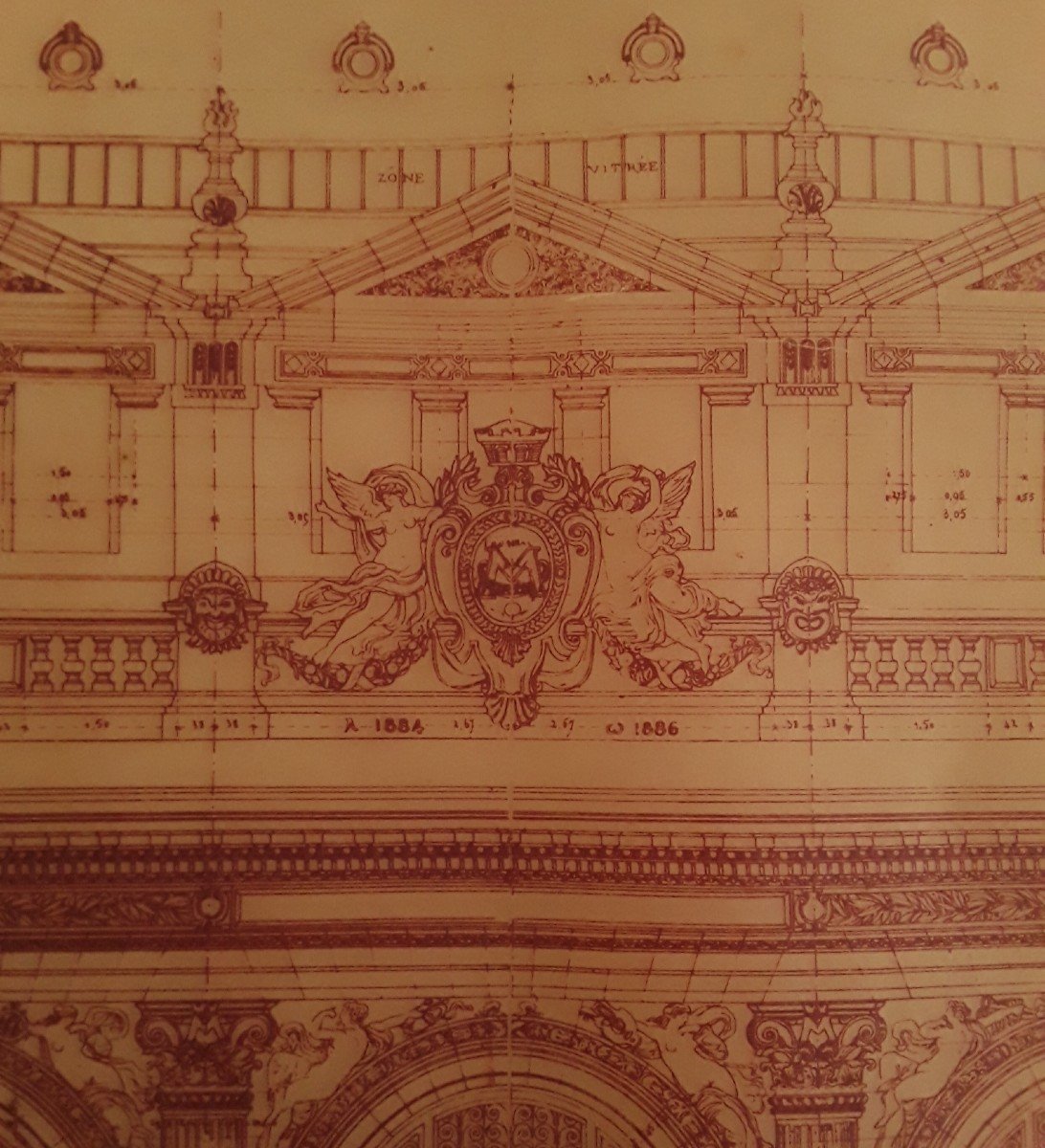 Calque " Façade du théâtre de Montpellier " par l'architecte Cassien Bernard. -photo-7