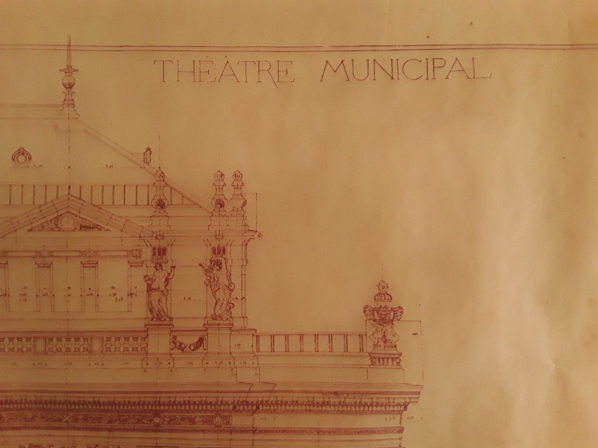 Calque " Façade du théâtre de Montpellier " par l'architecte Cassien Bernard. -photo-8