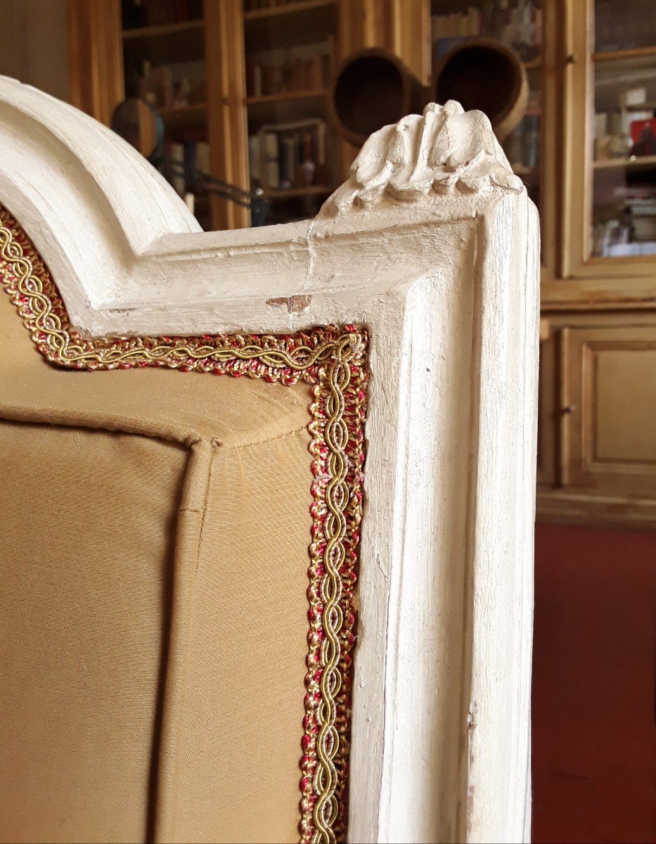 Canapé d'époque Louis XVI En Bois Laqué. -photo-2