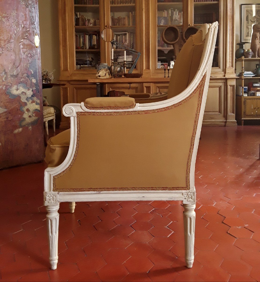 Canapé d'époque Louis XVI En Bois Laqué. -photo-5