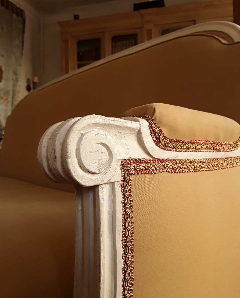 Canapé d'époque Louis XVI En Bois Laqué. -photo-6
