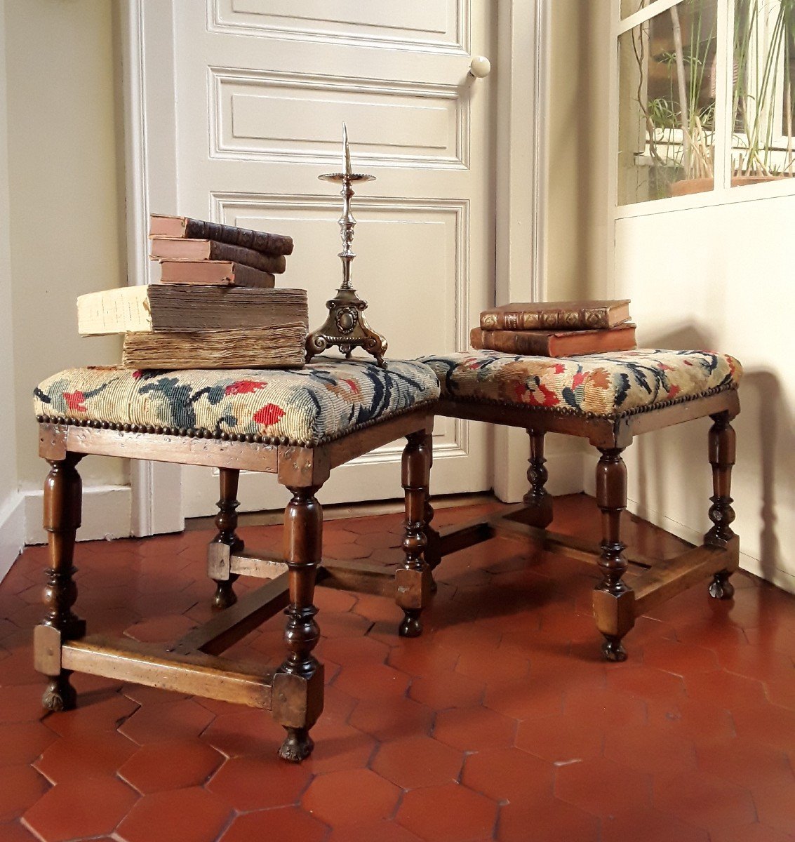 Pair Of Louis XIII Period Stools.-photo-3