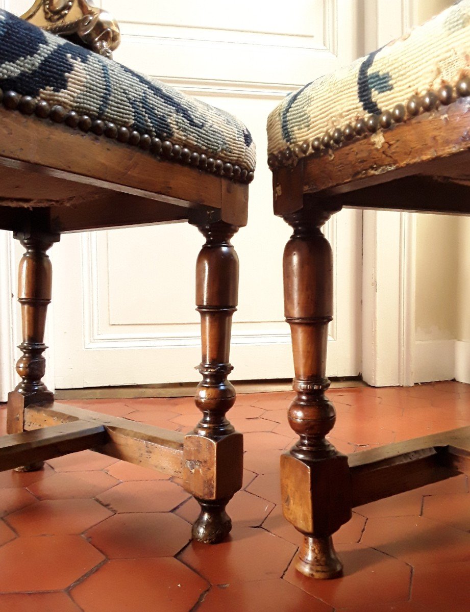 Pair Of Louis XIII Period Stools.-photo-4