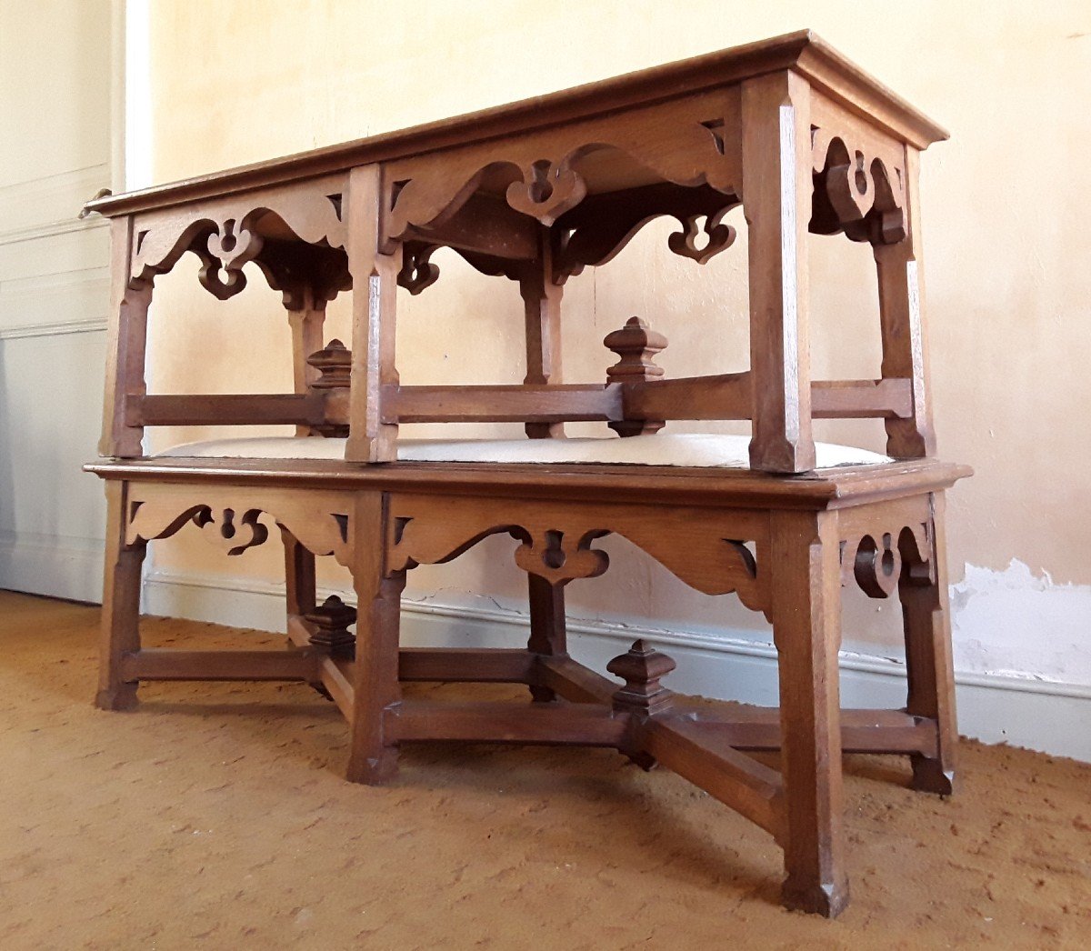 Paire De Grands Bancs Art Nouveau.-photo-4
