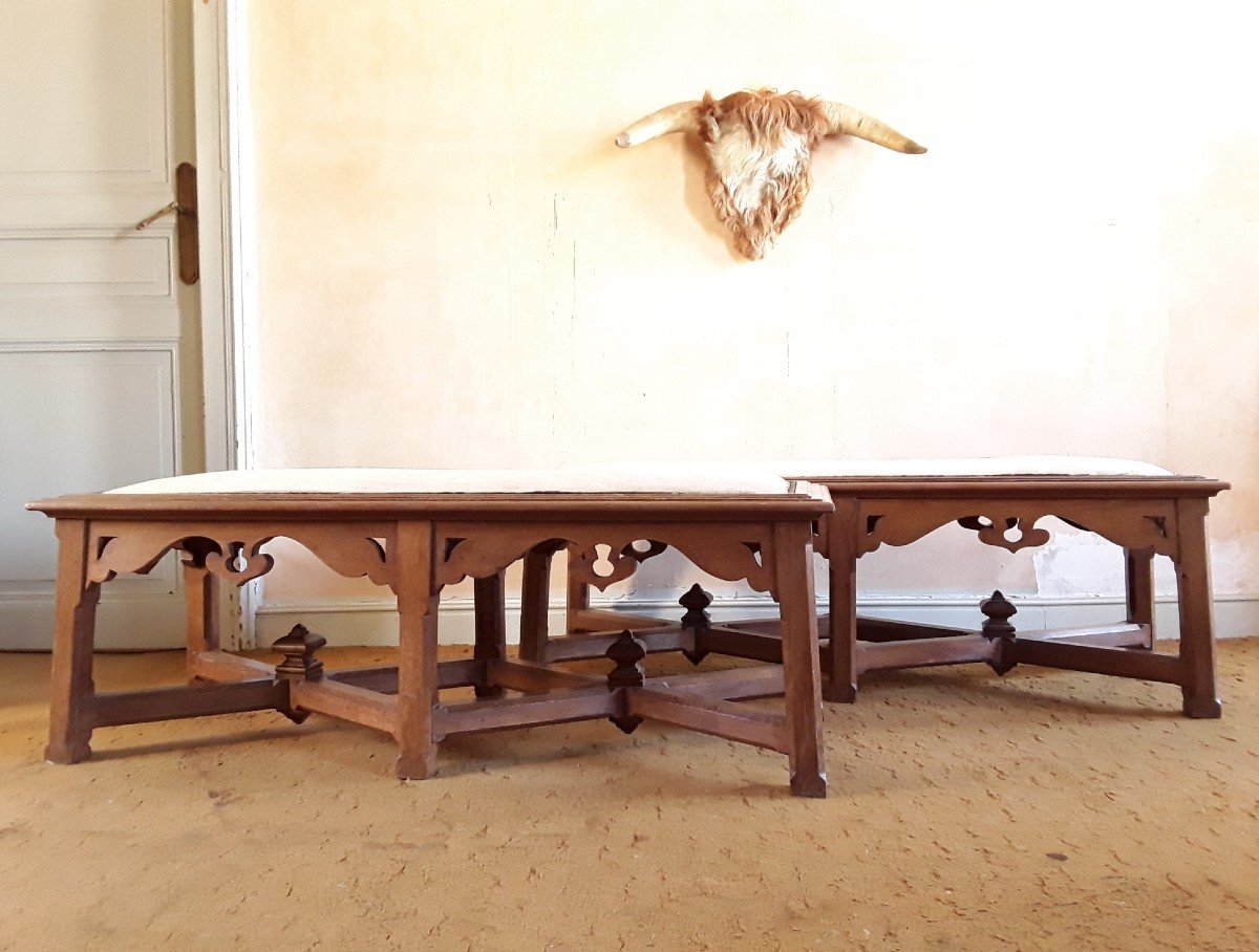 Paire De Grands Bancs Art Nouveau.-photo-6