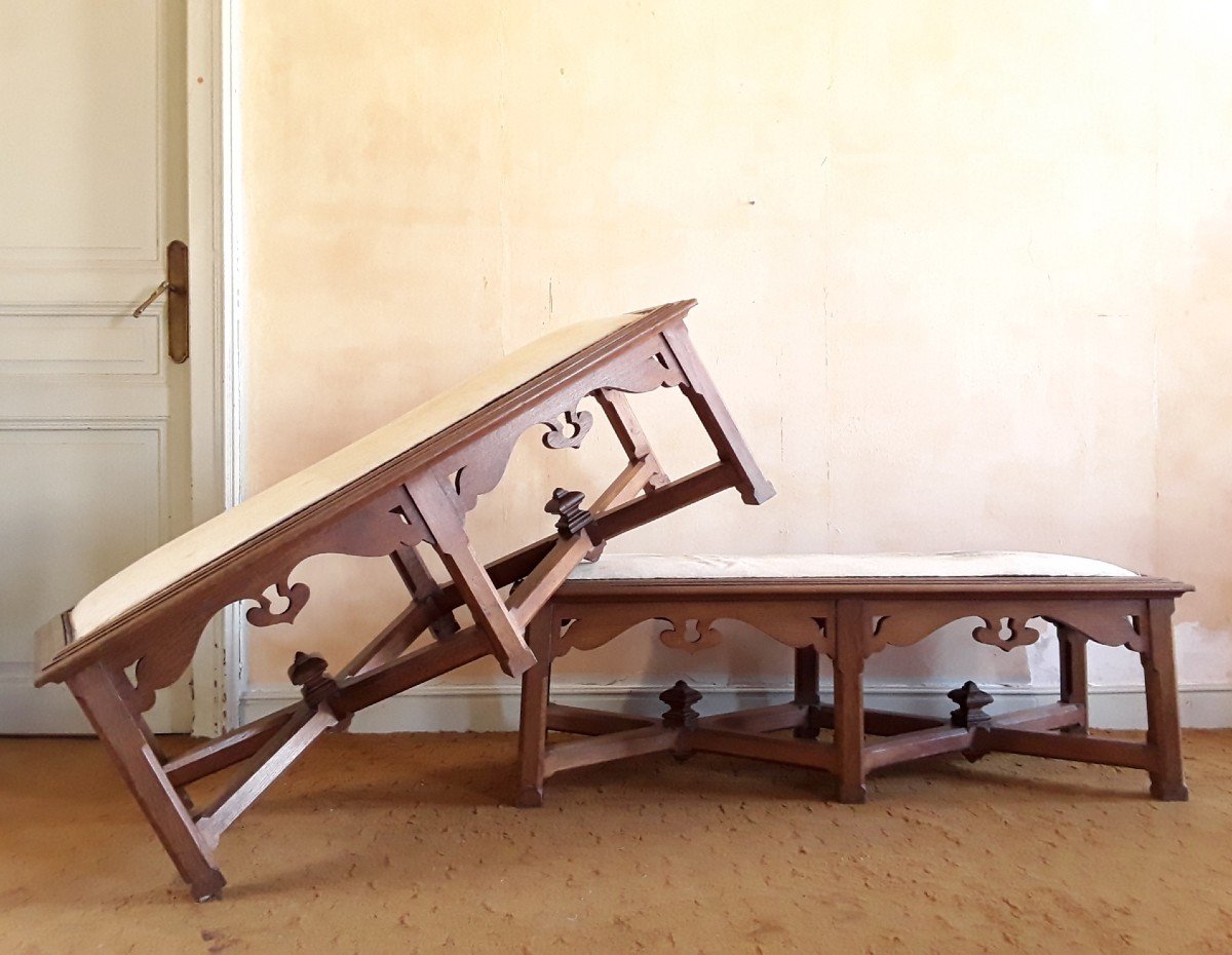 Paire De Grands Bancs Art Nouveau.-photo-8