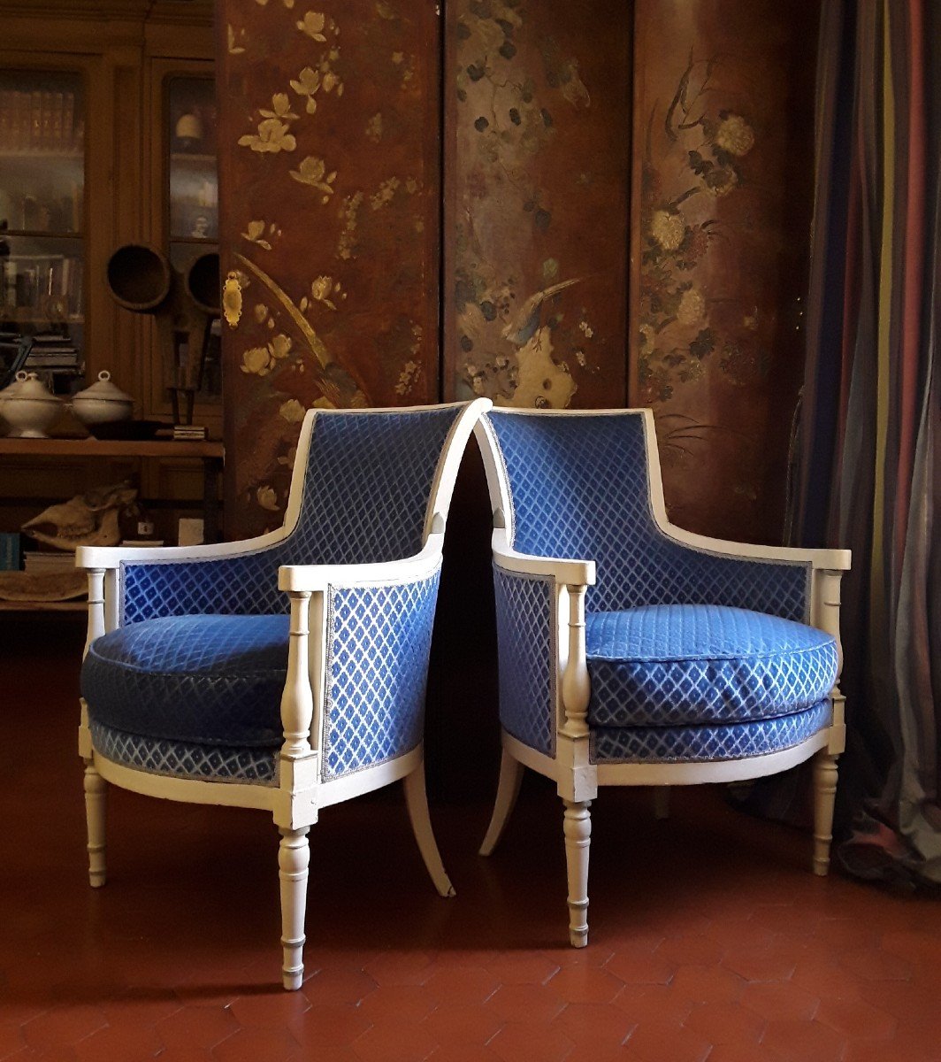 Pair Of Bergères From The Directoire Period.-photo-2