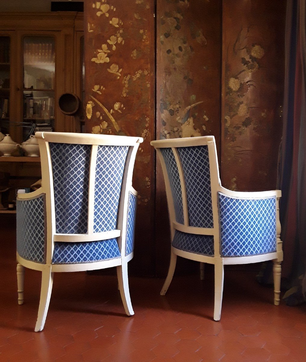 Pair Of Bergères From The Directoire Period.-photo-8